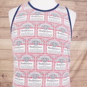 Supreme Budweiser Tank Top Shirt Mens Large Red Blue Beer Label All Over Print
